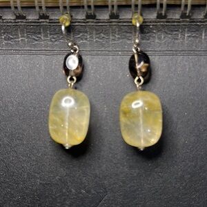 Elegant Yellow and Brown Dangle Earrings